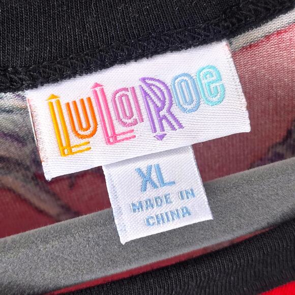 LuLaRoe Randy XL Red Black Statue of Liberty Americana Patriotic Baseball Tee - Picture 3 of 10